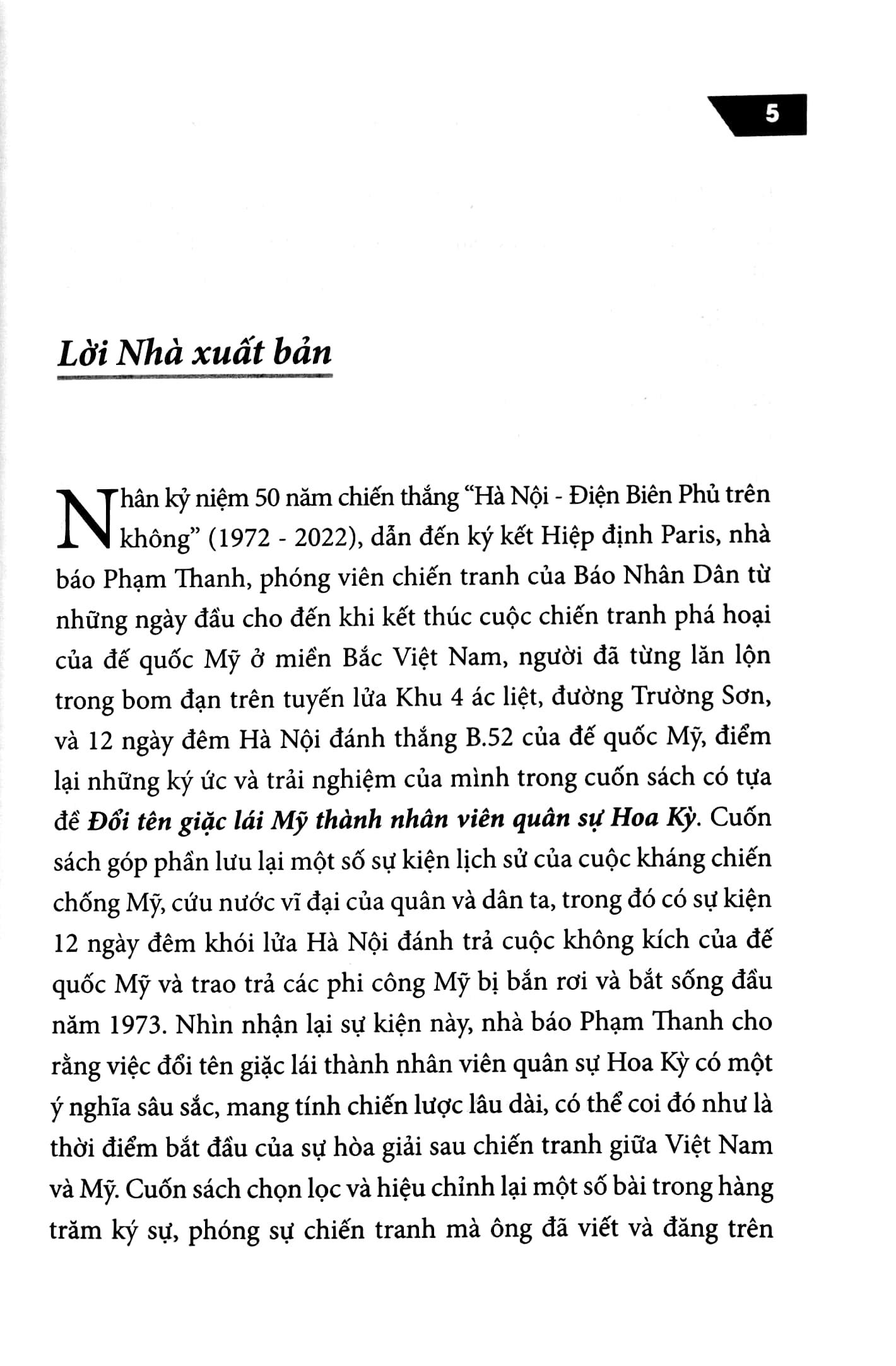 Đổi Tên Giặc Lái Mỹ Thành Nhân Viên Quân Sự Hoa Kỳ