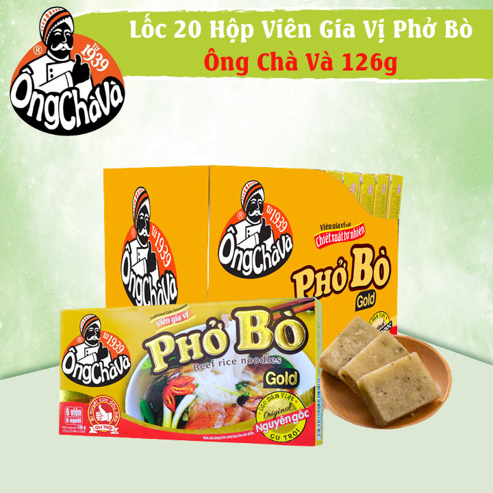 Lốc 20 Hộp Viên Gia Vị Phở Bò Gold Ông Chà Và 126g (Beef Pho Broth Cubes)