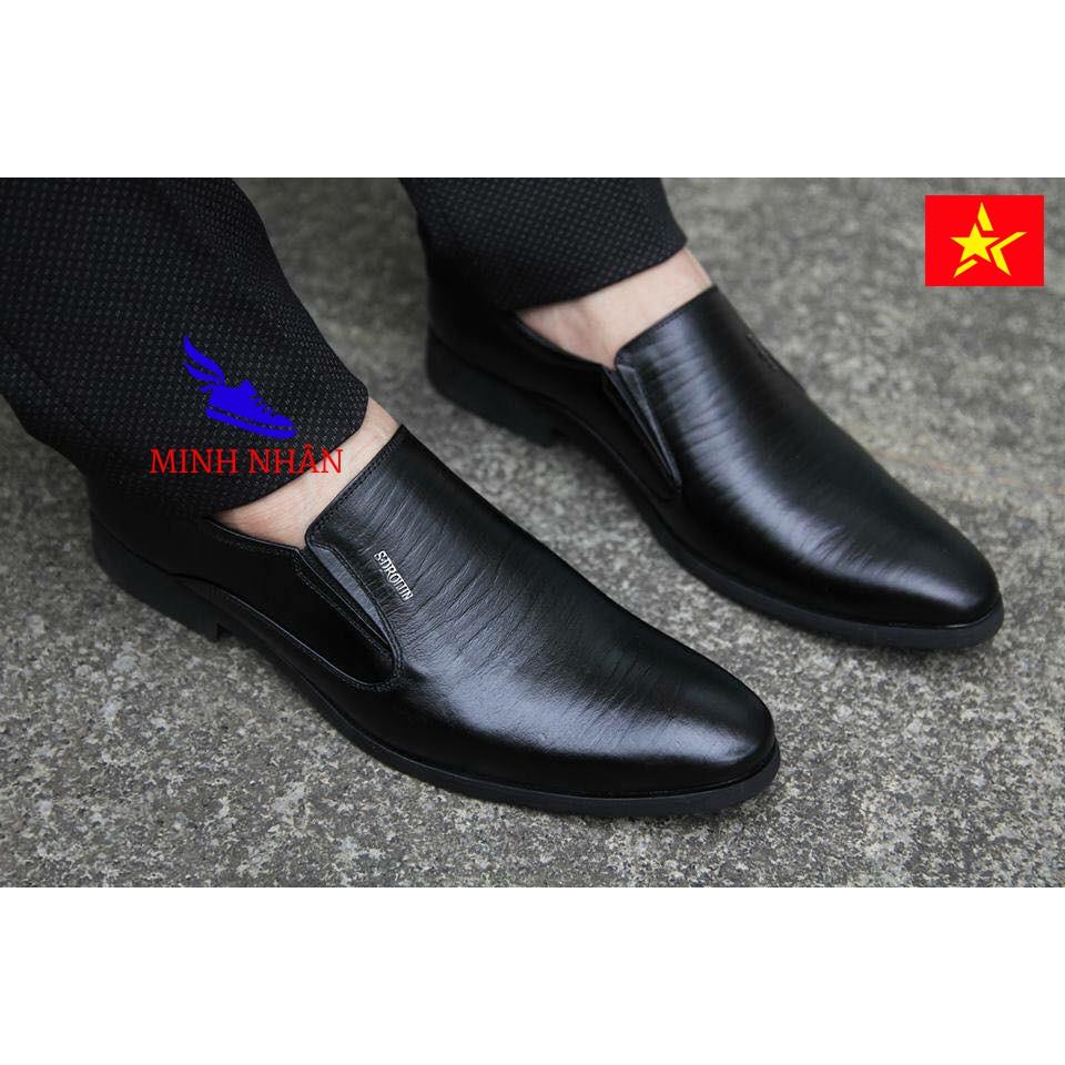 Giày da bò tây nam giày lười công sở nam da bò giày xỏ nam không dây sang trọng hàng hiệu giá rẻ da bò nguyên tấm L-28