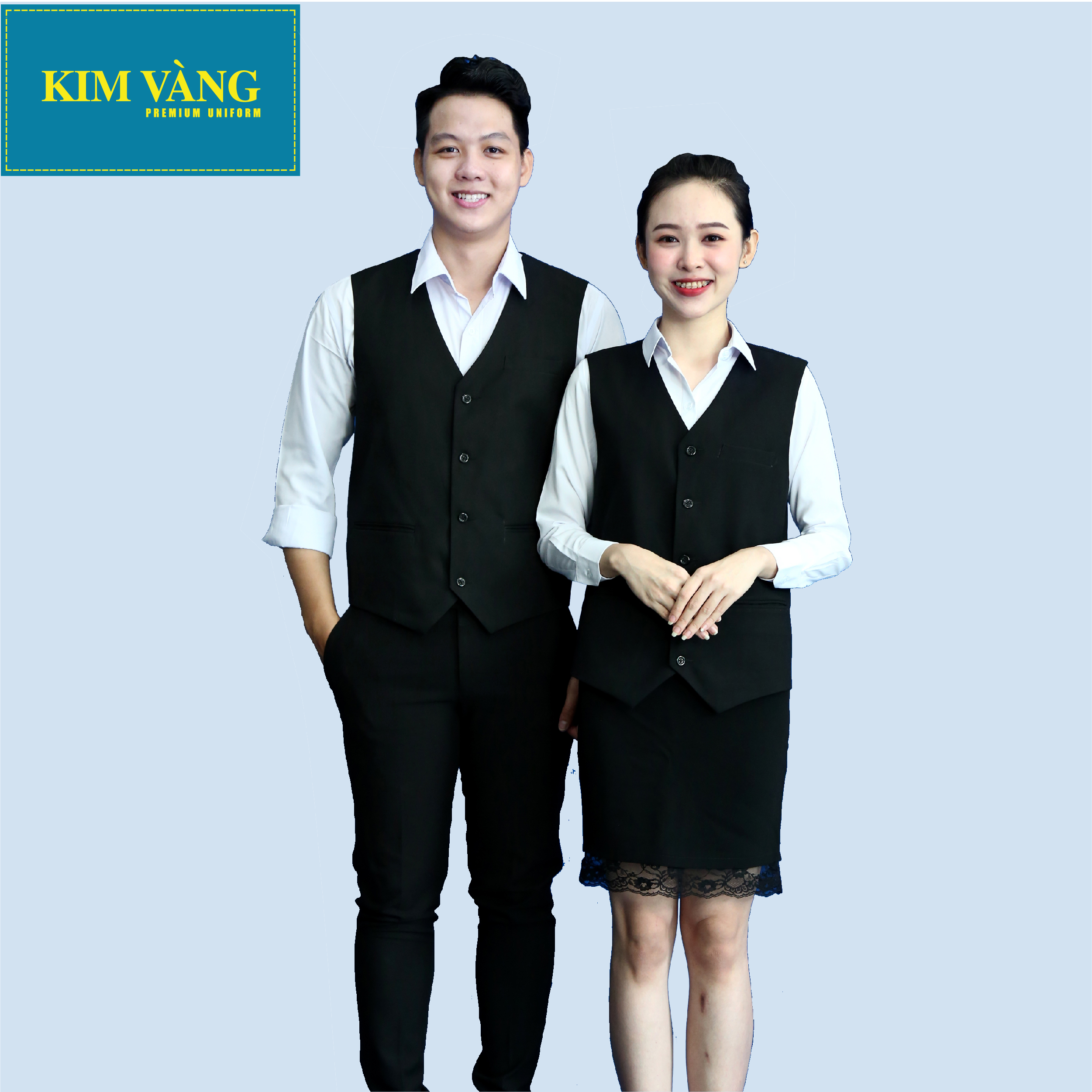 [KIM VÀNG] Áo Ghile nam nữ đồng phục pha chế nhà hàng khách sạn chất liệu Cashmere Ý - Màu đen