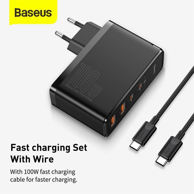 (Tặng kèm một túi đựng TOPK) Bộ sạc nhanh Baseus GaN 2 Pro 100W giao diện cổng USB, Type-C, USB -A , USB-C  QC3.0, QC4.0 cho điện thoại, laptop-Hàng chính hãng