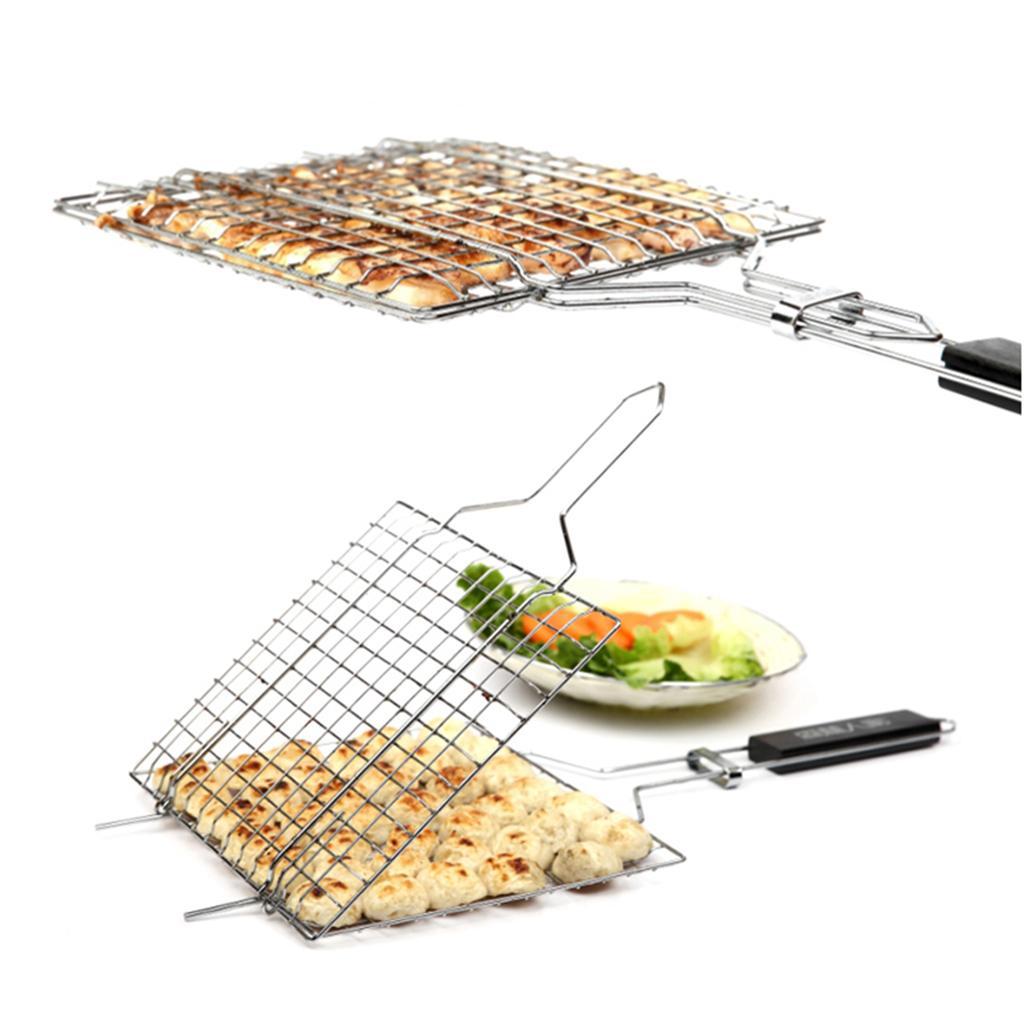 3X Portable Stainless Steel BBQ Grill Basket Grill Net Cooking Fish / Meat