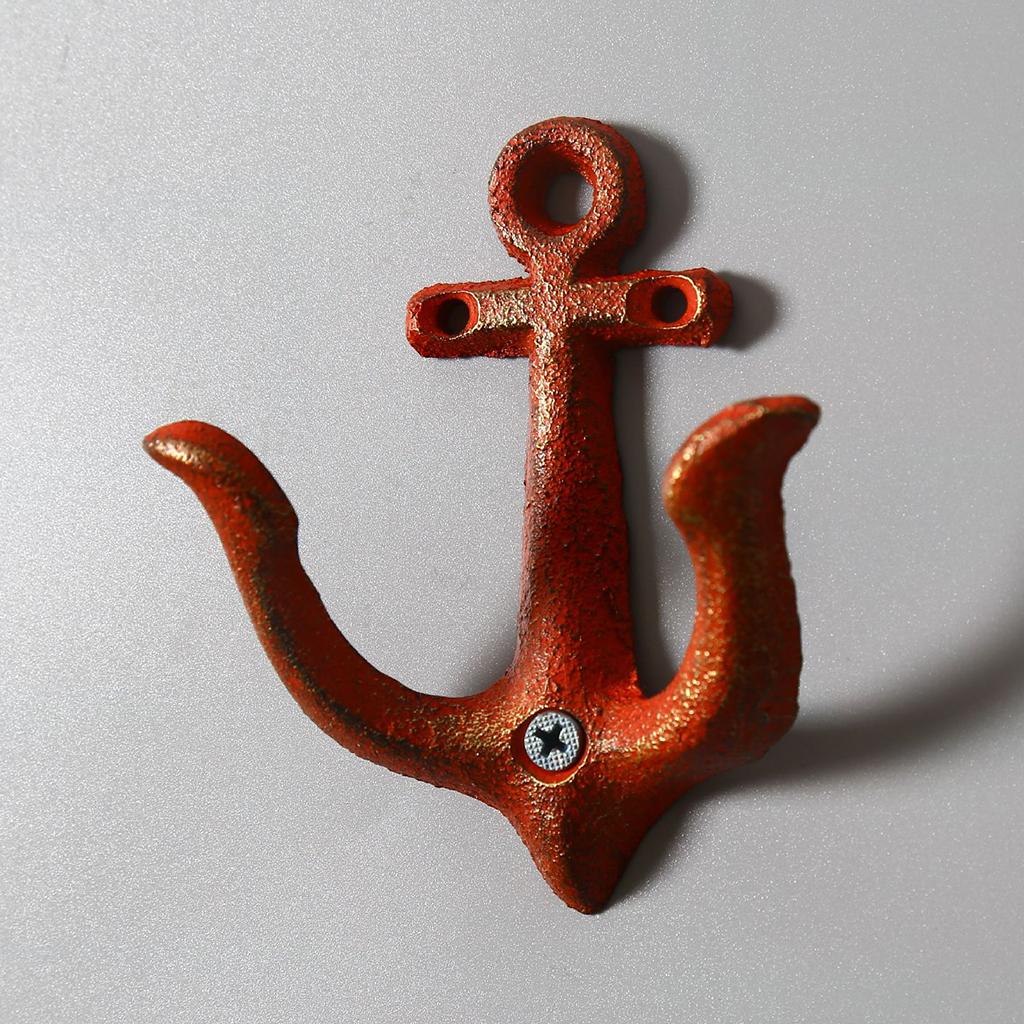 2Pcs Metal Anchor Hooks Wall Door Mounted Clothes Towel Hat Key Hanger
