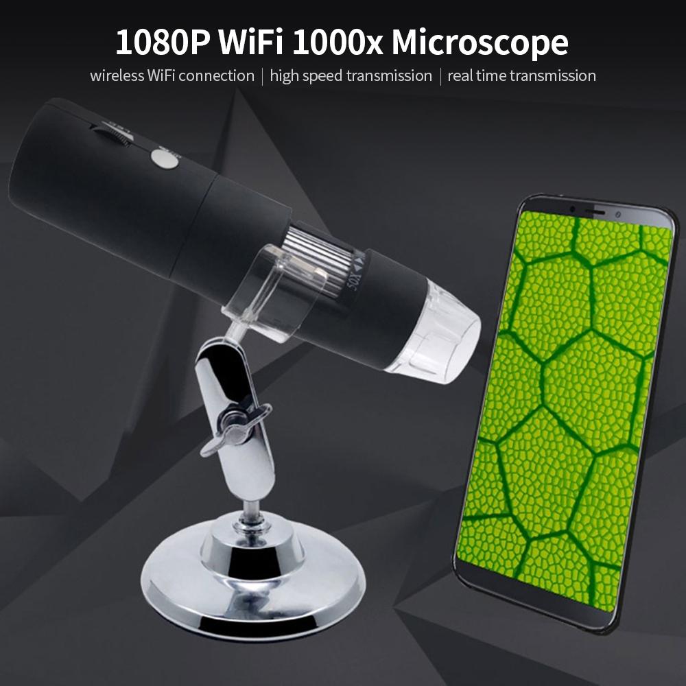 Kính hiển vi 1000x kỹ thuật số WIFI 1080P với 8 đèn LED có thể điều chỉnh cho IOS / Máy tính bảng / Điện thoại Android