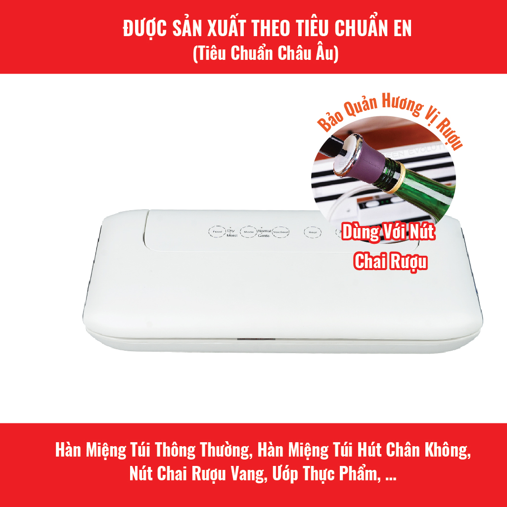 Máy Hút Chân Không Đa Năng Vacuum Sealer VC77-G2. Máy Còn Có Chức Năng Ủ Rượu Và Ướp Thịt Nhanh Chóng, Rất Thích Hợp Cho Người Nội Trợ. Hàng Chính Hãng SGE Thái Lan