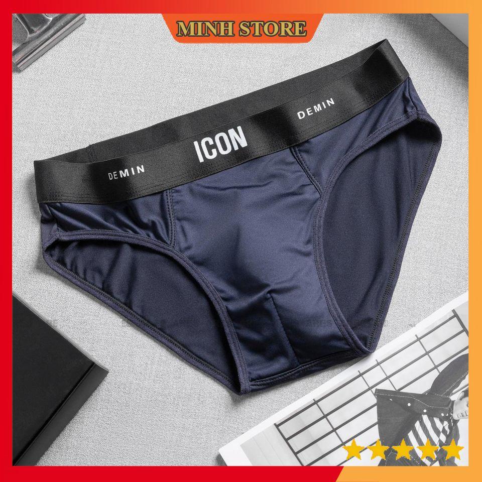 Quần lót nam tam giác ICON cotton thun lạnh giá siêu tốt, Quần sịp tam giác co dãn 4 chiều SIC01 (Che tên) - Minhstore66