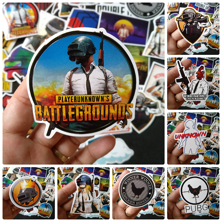 Bộ Sticker dán cao cấp chủ đề PUBG - Dùng dán Xe, dán mũ bảo hiểm, dán Laptop