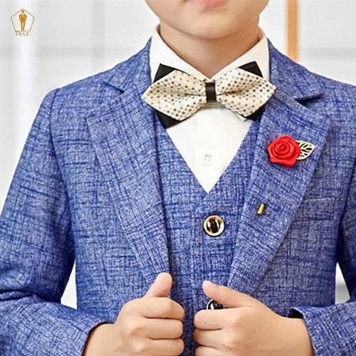Set bộ vest bé trai TRAZmàu karo xước xám xanh vest đầy tháng thôi nôi