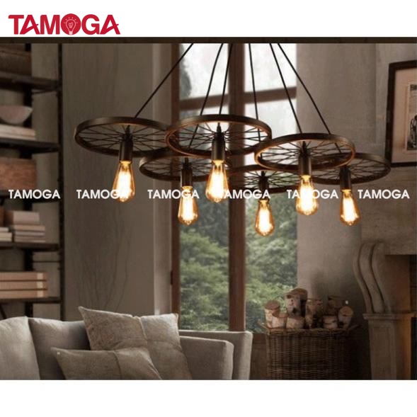 Đèn thả trần bánh xe bộ 3 TAMOGA WAKIXI 7089/3 + Kèm bóng Edison