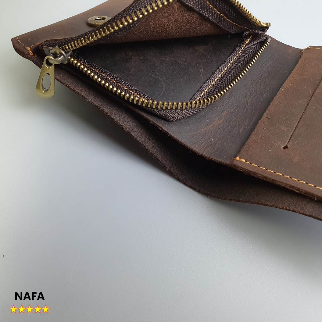 Ví da nam, ví ngang da bò sáp NAFA WS112 tiện lợi nhỏ gọn, sang trọng  – Màu Nâu sáp