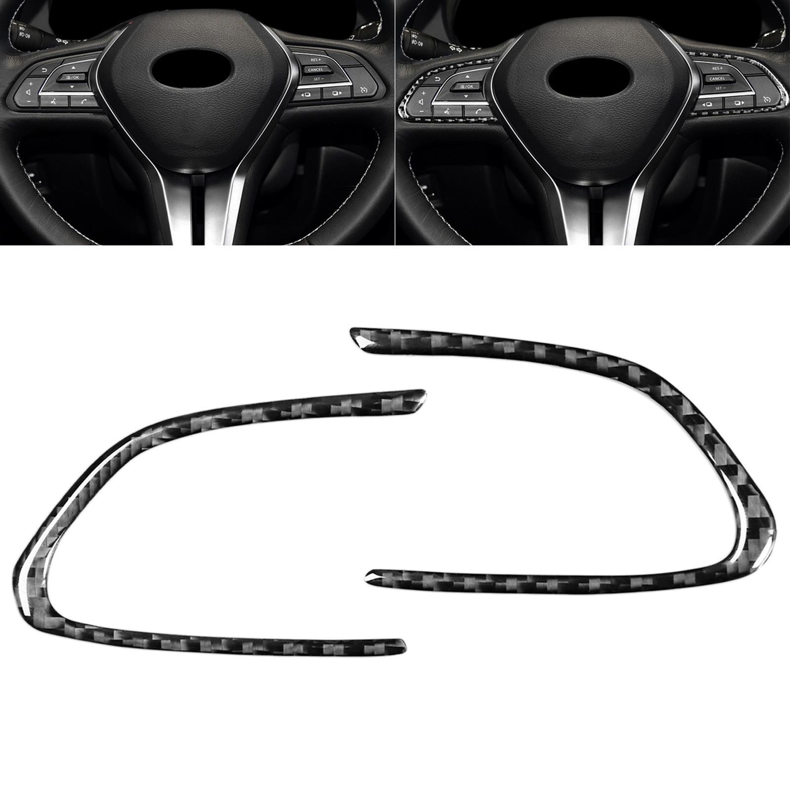 2x Carbon Fiber Steering Wheel Button Cover Trim Sticker for Q50 Black
