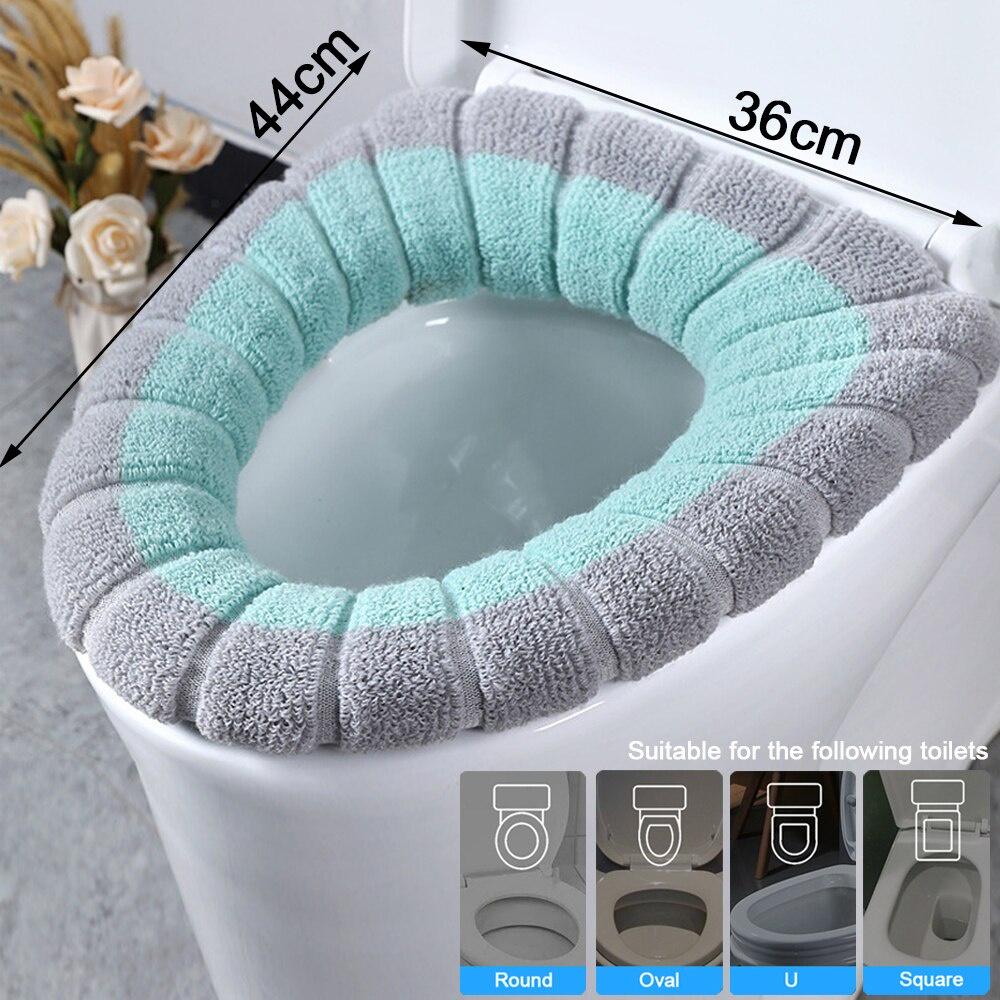 Washable Toilet Seat Case Cover Mat Set Warmer Universal Soft Bathroom Toilet Seat Cushion Cover Closestool Seat Case Lid Covers