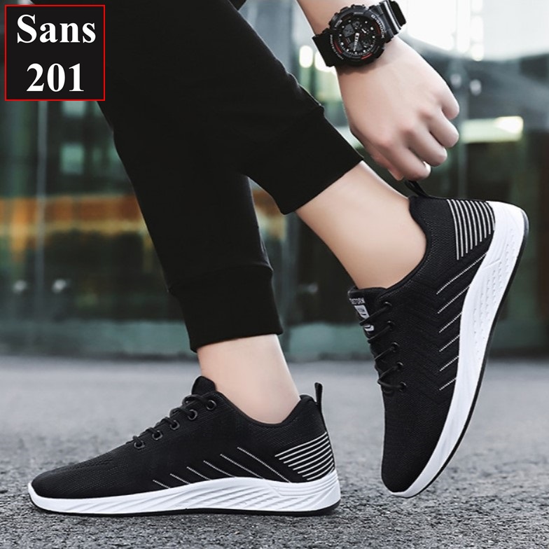 Giày sneaker nam fullbox Sans201 chất vải thoáng khí êm chân cho chạy bộ sport thể thao giá rẻ trẻ trung thời trang