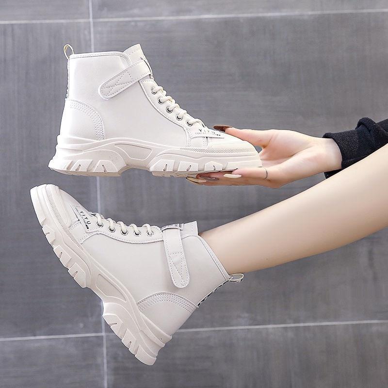 Giày Thể Thao Nữ thời trang MWC giày sneaker da trơn cổ cao quai dán siêu HOT NUTT- 0601