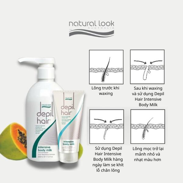 Sữa dưỡng thể giúp giảm mọc lông, nuôi dưỡng làn da mượt mịn, tươi sáng - Natural Look Depil Hair Range Intensive Body Milk