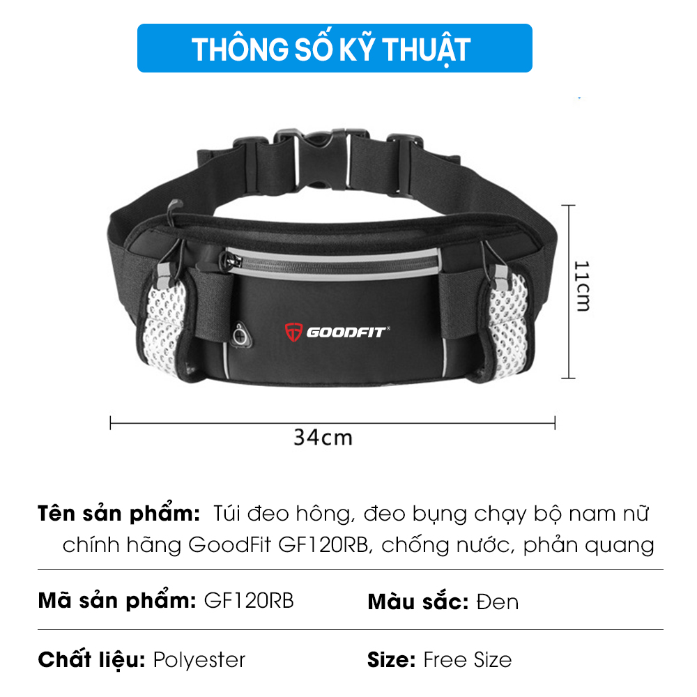 Đai chạy bộ, túi đeo hông đựng điện thoại chống nước GoodFit GF120RB túi đeo chạy bộ 2 ngăn đựng nước