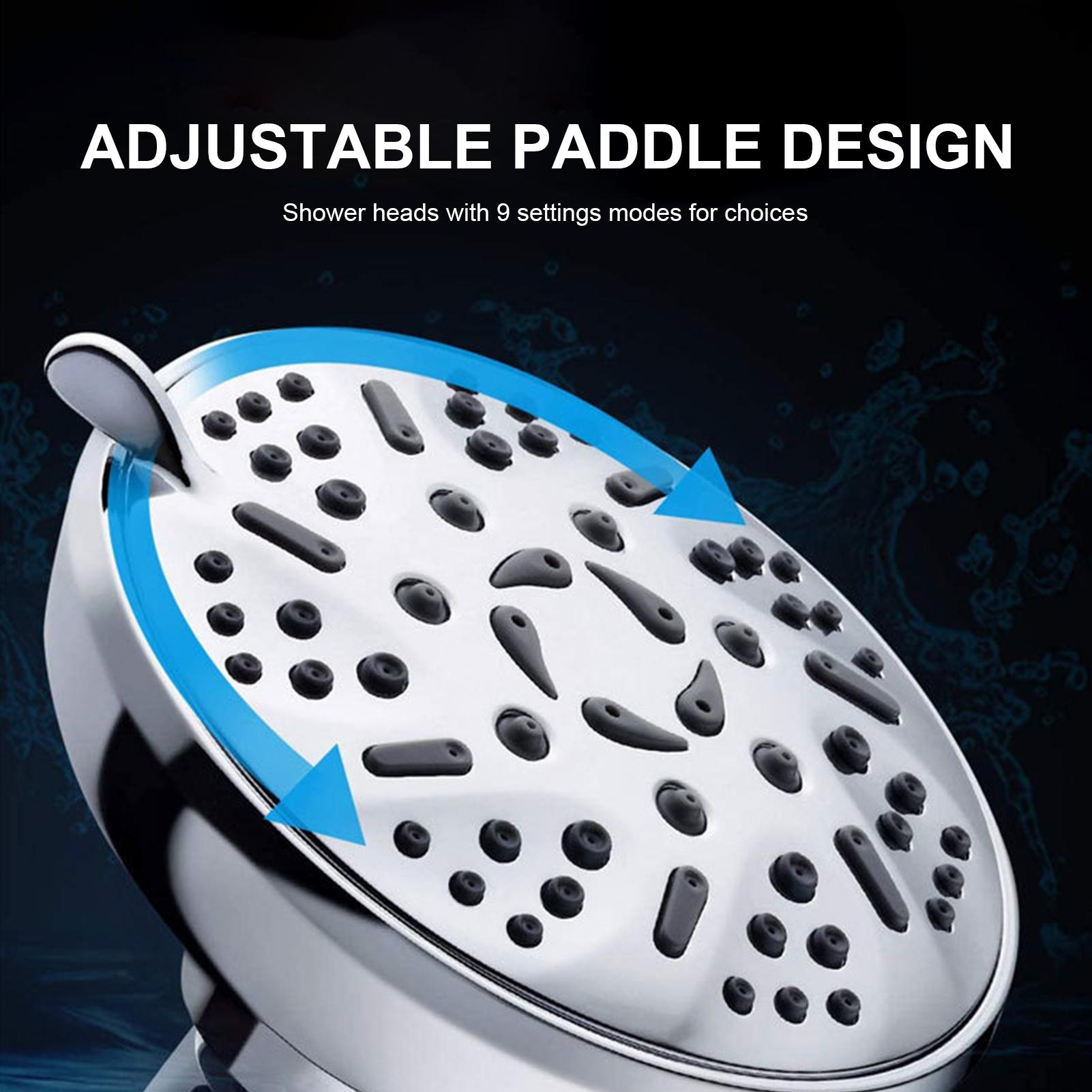 Đầu vòi hoa sen phun mưa 4,5 inch,áp suất cao có thể điều chỉnh với 9 cài đặt, bằng chất liệu thép không gỉ chất lượng cao