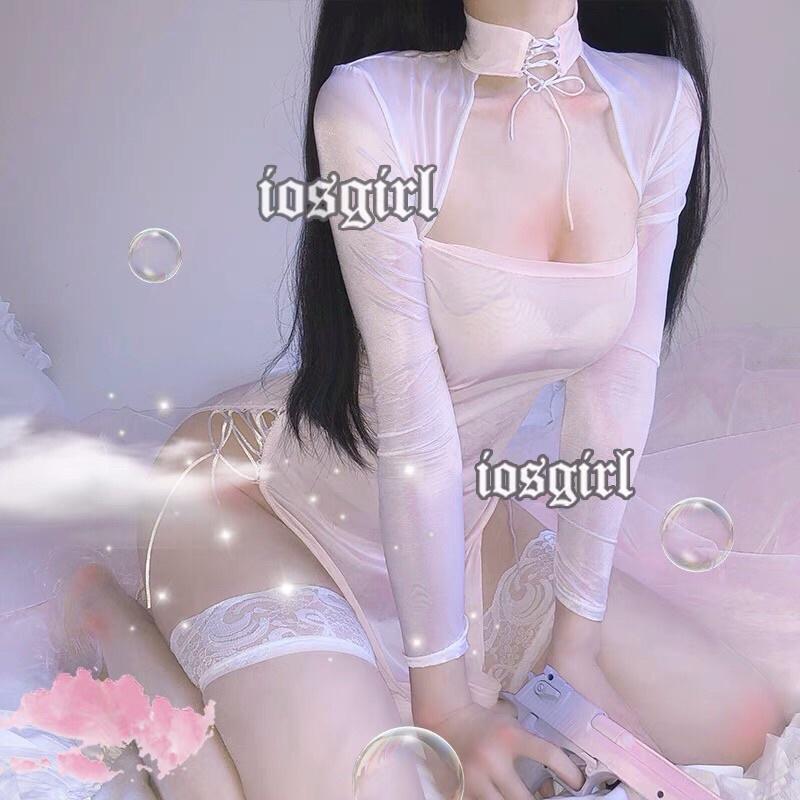 Váy ngủ sườn xám dài tay xẻ đùi sexy cosplay Thượng Hải CL249
