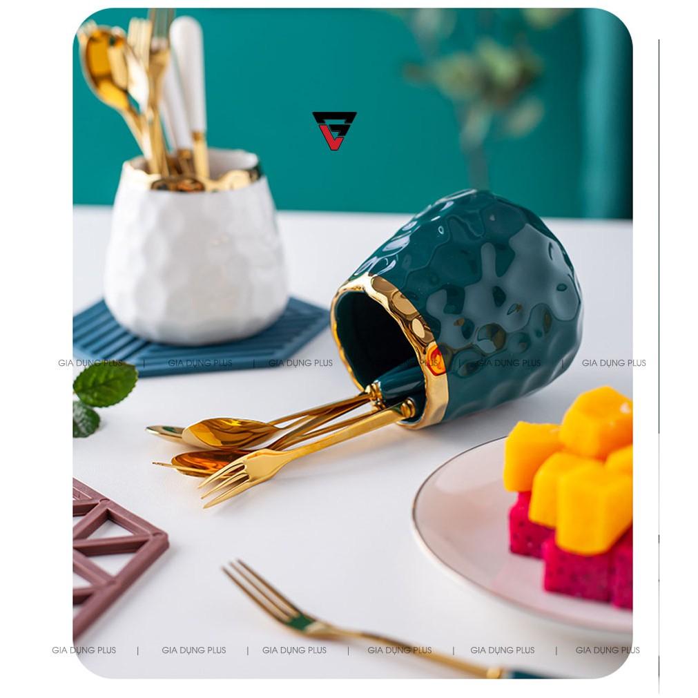 Lọ Sứ Đựng Nĩa Trái Cây, Muỗng Cafe Cao Cấp | Gia Dụng Plus