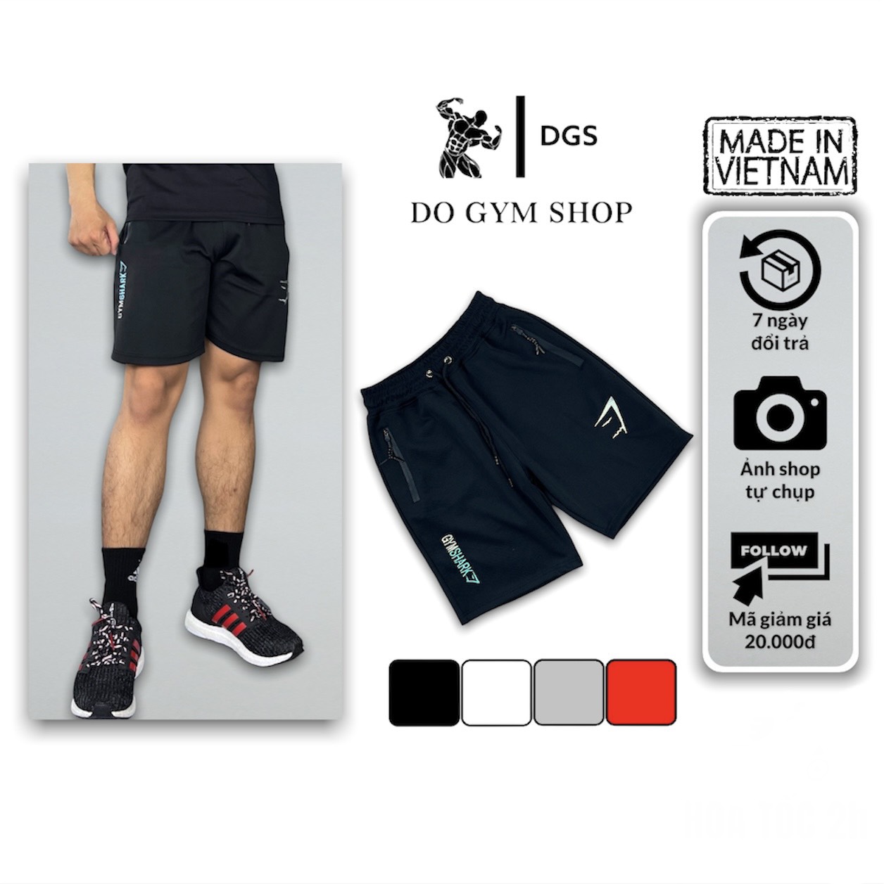Quần thun nam tập gym DO GYM SHOP logo thêu, thun poly co giãn 4 chiều thoáng mát.