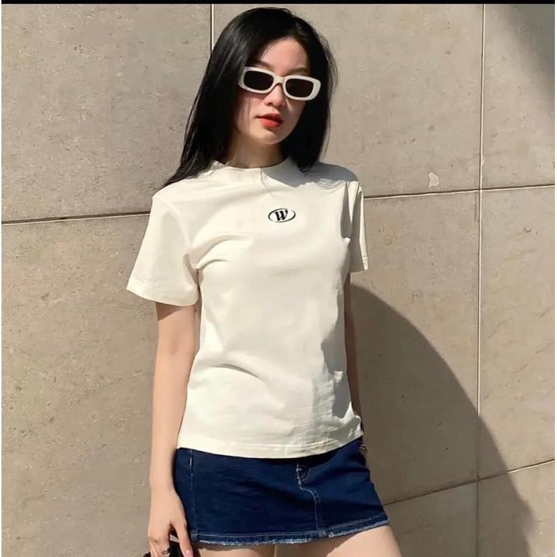 [Hàng Hot] Áo Thun Baby Tee Thêu Logo W Chất Thun Tăm Form Đẹp  Áo Phông Tay Lỡ Dáng Vừa Hot Trend 2023 - Đen