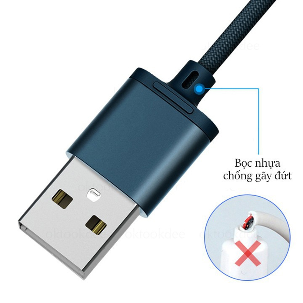 Cáp Sạc Remax 3 Đầu RC-131TH Iphone - Micro usb - Type C + Tặng 5 Dây Quấn Bảo Vệ Cáp - Chính Hãng