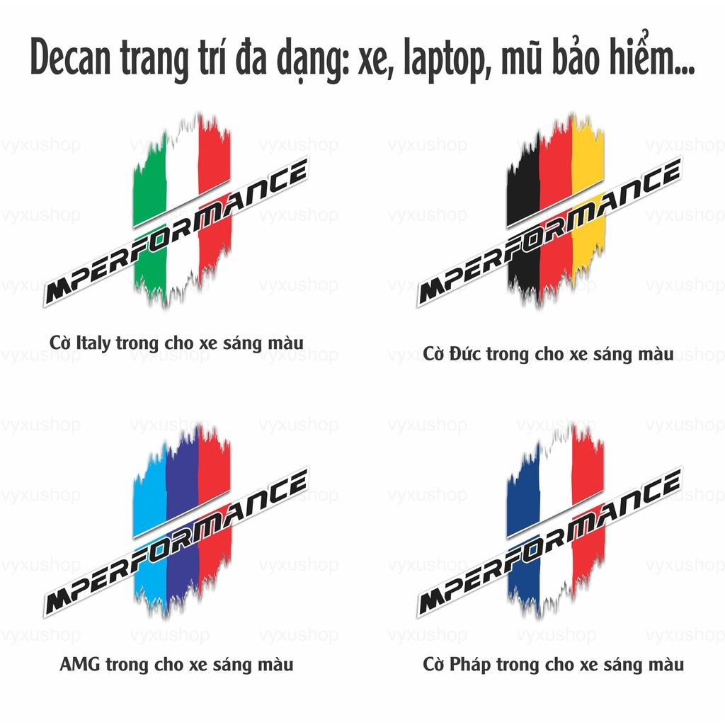 Tem Xe Performance AMG/ Italy /Đức / Pháp,decal ngoài trời chống bay màu, chống thấm nước cho ô tô, xe máy, laptop