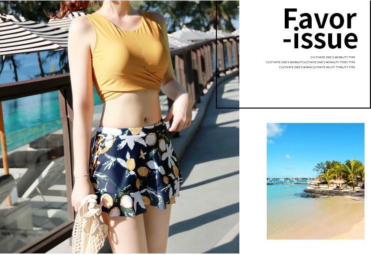 Bộ đồ bơi 3 mảnh màu vàng dáng Hàn Quốc 2019