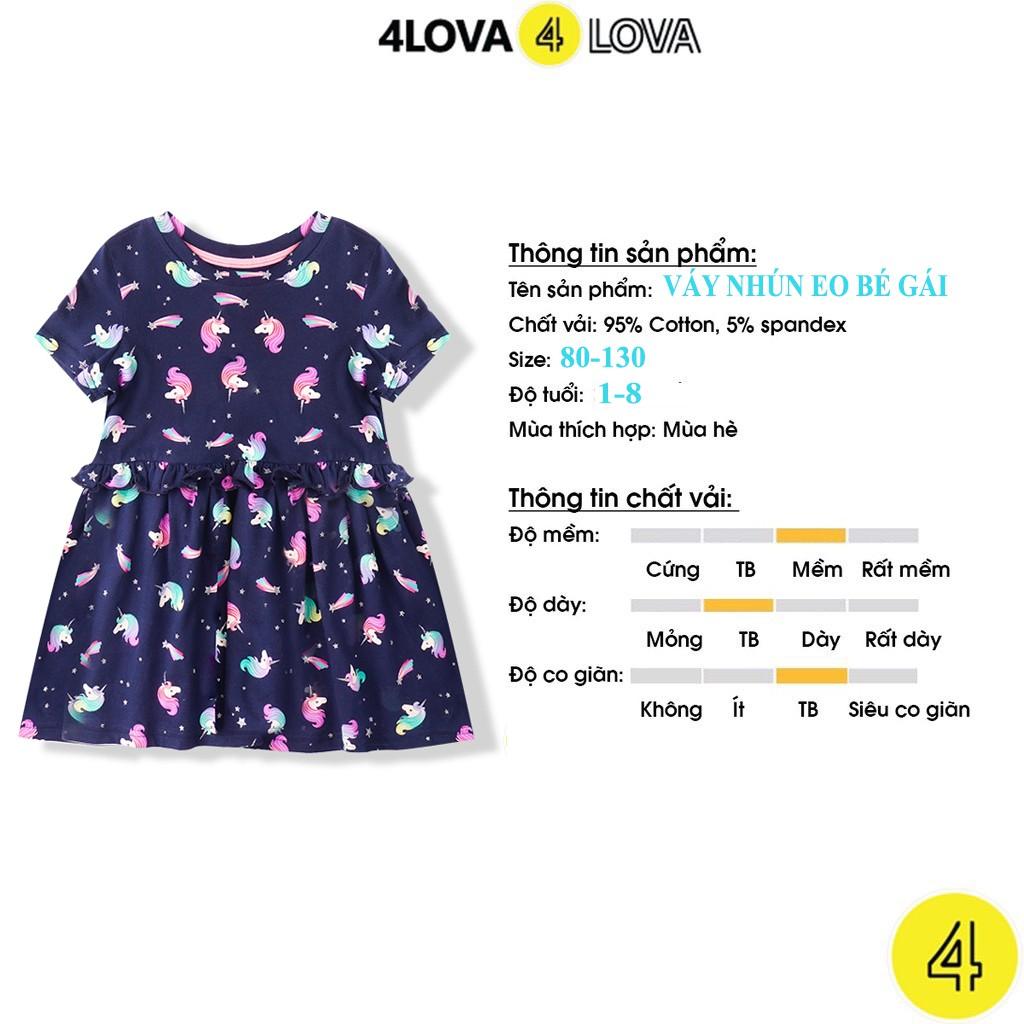 Váy cho bé gái 4LOVA chất thun cotton hoạt hình dễ thương từ 1- 8 tuổi