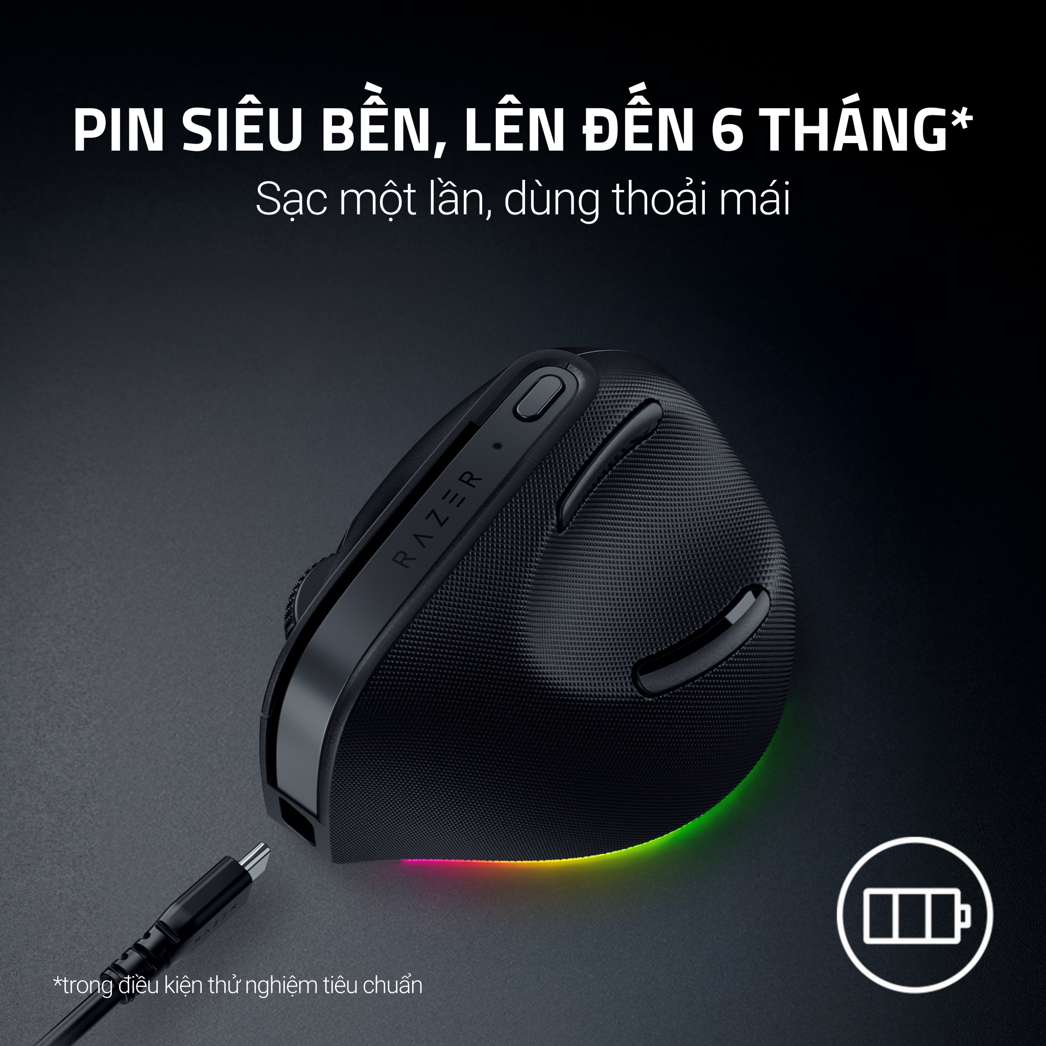 Chuột Pro Click V2 Vertical Edition | Công Thái Học | Không Dây | 30K DPI | 550 IPS | 5 Chế Độ Kết Nối | Led RGB | Hàng Chính Hãng