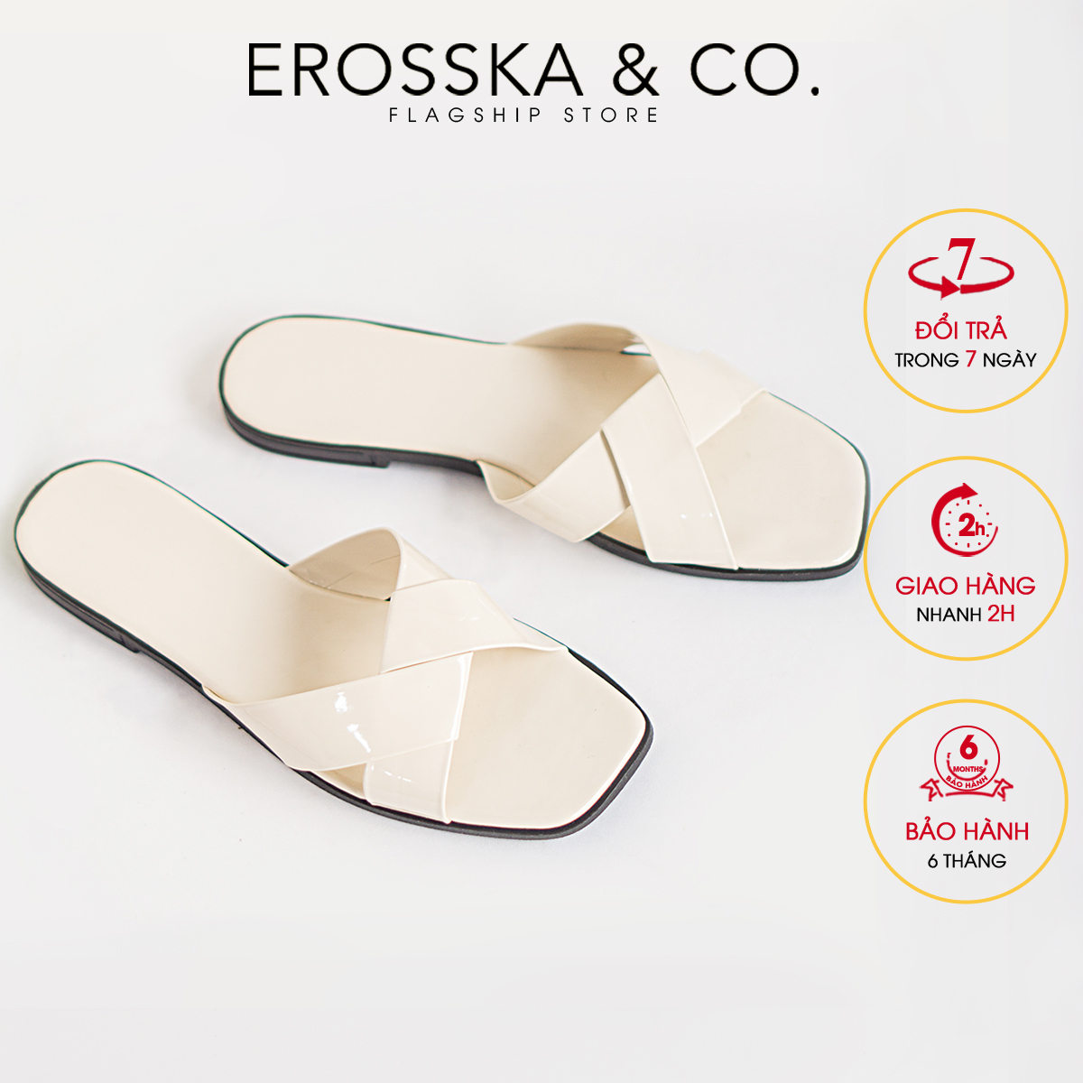 Dép nữ đế bệt quai chéo 4 màu thời trang Erosska - DE001