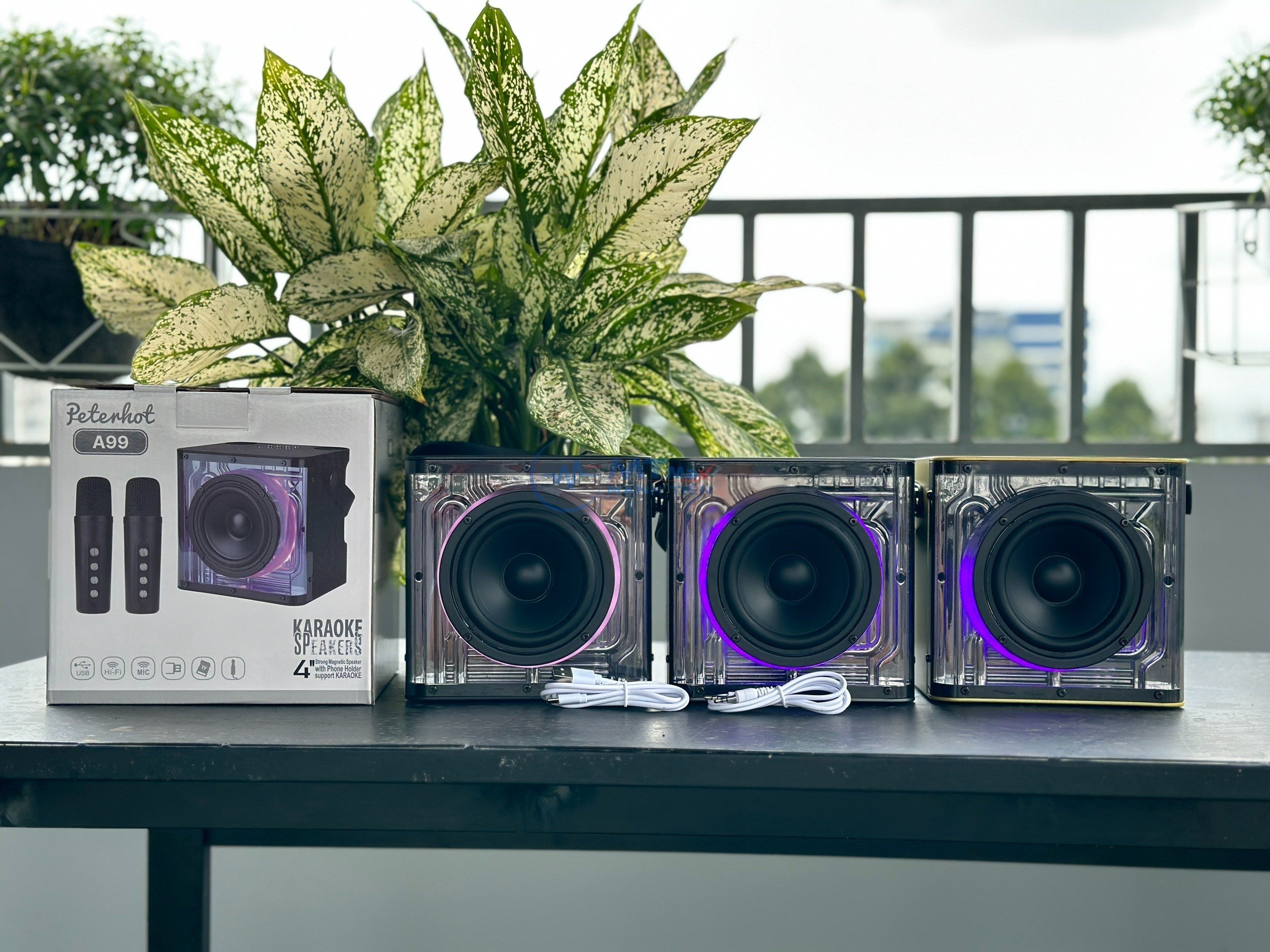 Loa Xách Tay Mini Peterhot A99 - Âm Thanh Hi-Fi Chân Thực Sắc Nét Đèn Led RGB Độc Đáo Nháy Theo Nhạc Kết Nối Bluetooth Dễ Dàng, Tặng Kèm 2 Micro Mini Sạc Pin Qua Cổng Type-C Hàng chính hãng