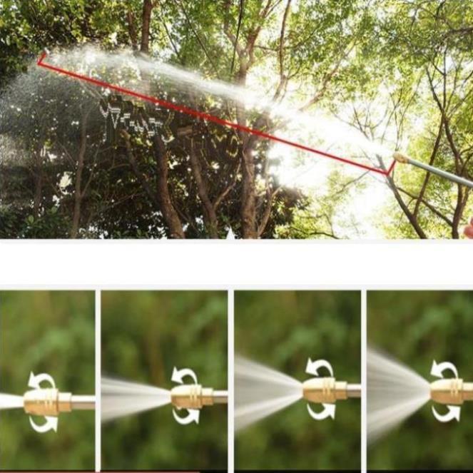 Bộ vòi xịt nước tưới cây đa năng 8 chế độ kèm dây tưới dạng lò xo co dãn 318814 loại 10m