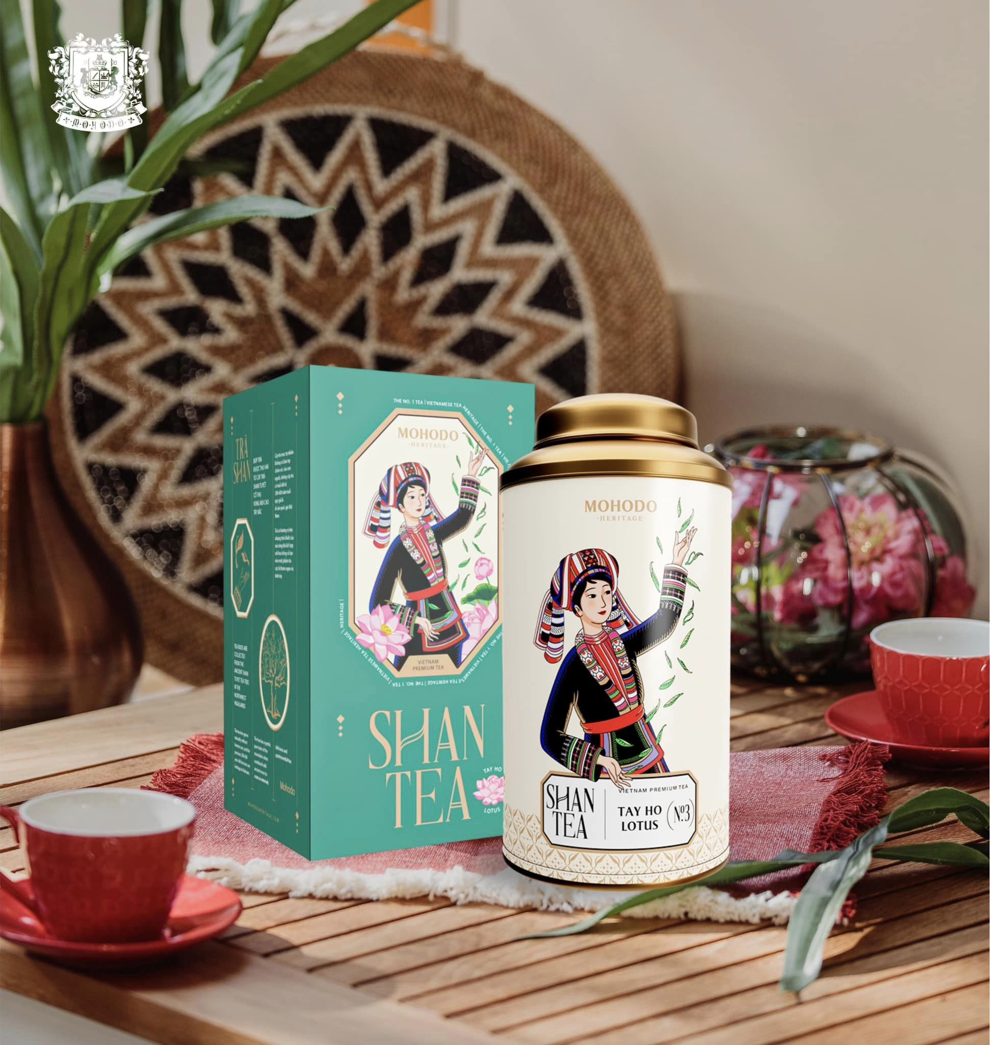 TRÀ SHAN ƯỚP SEN TÂY HỒ THƯỢNG HẠNG- 80G HỘP THIẾC-MOHODO