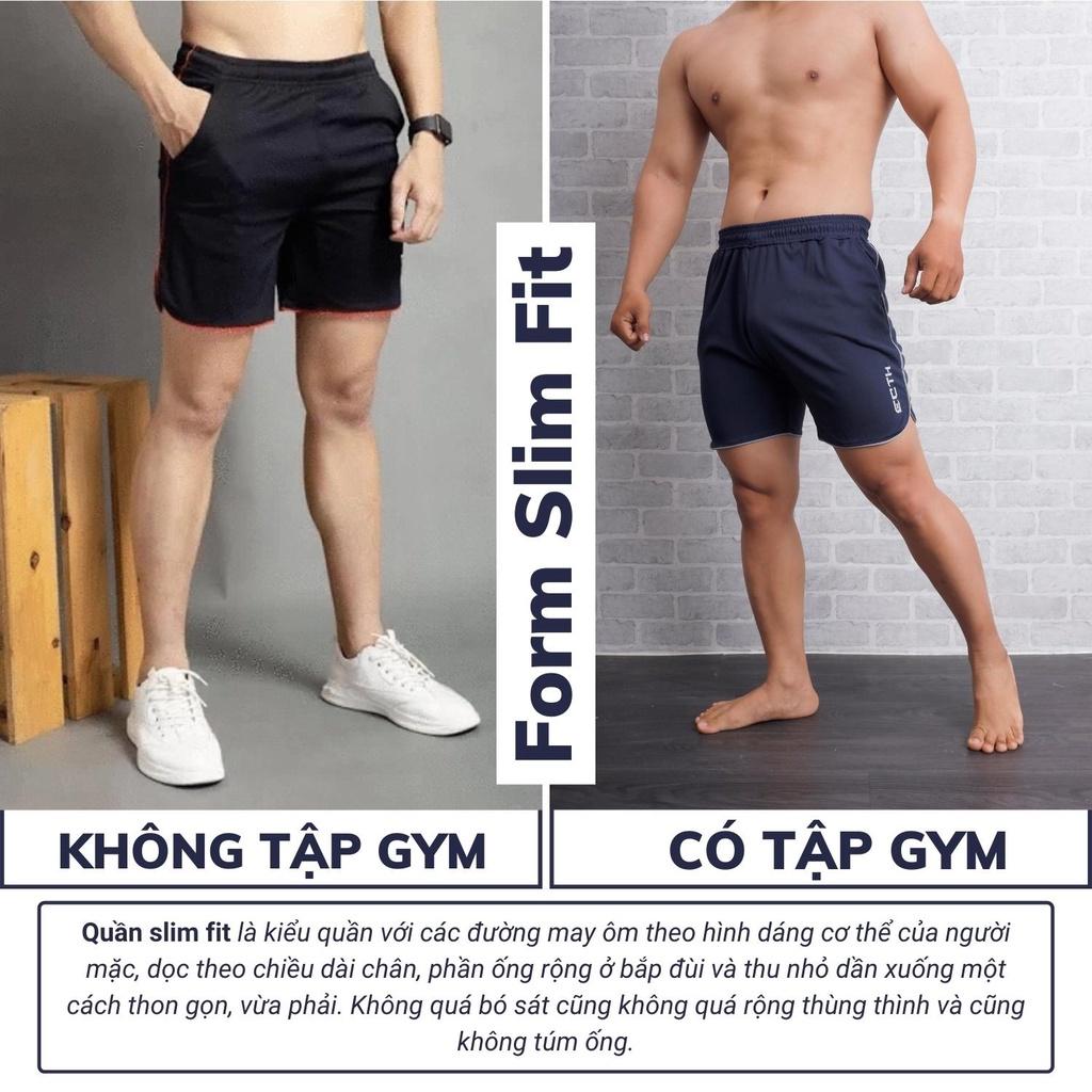 Quần đùi nam thể thao tập gym chạy bộ đá banh , quần short nam thể thao vải mè co giãn QSGM006