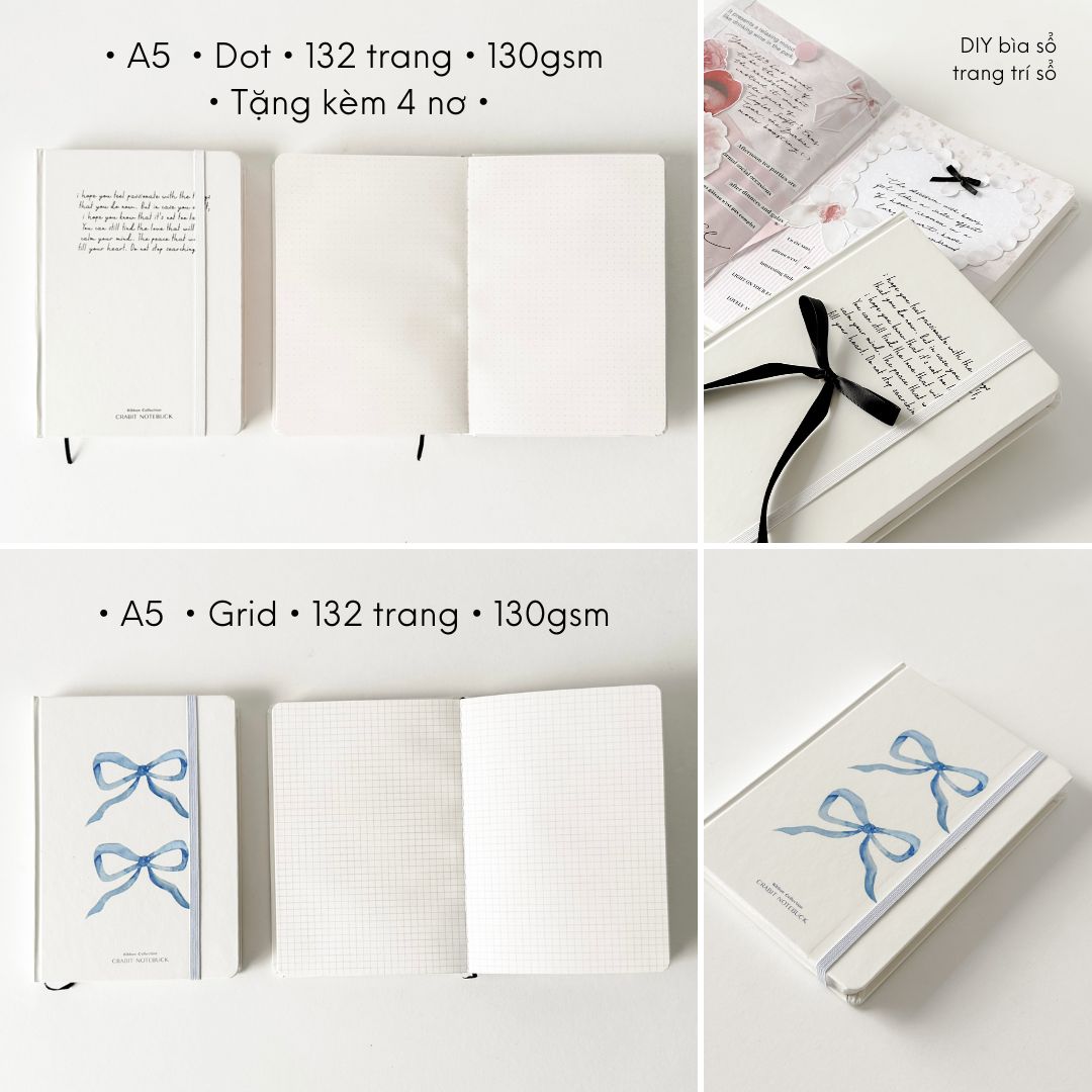 Sổ tay A5 A6 Vuông mini sổ ghi chép bỏ túi Crabit Ribbon Collection
