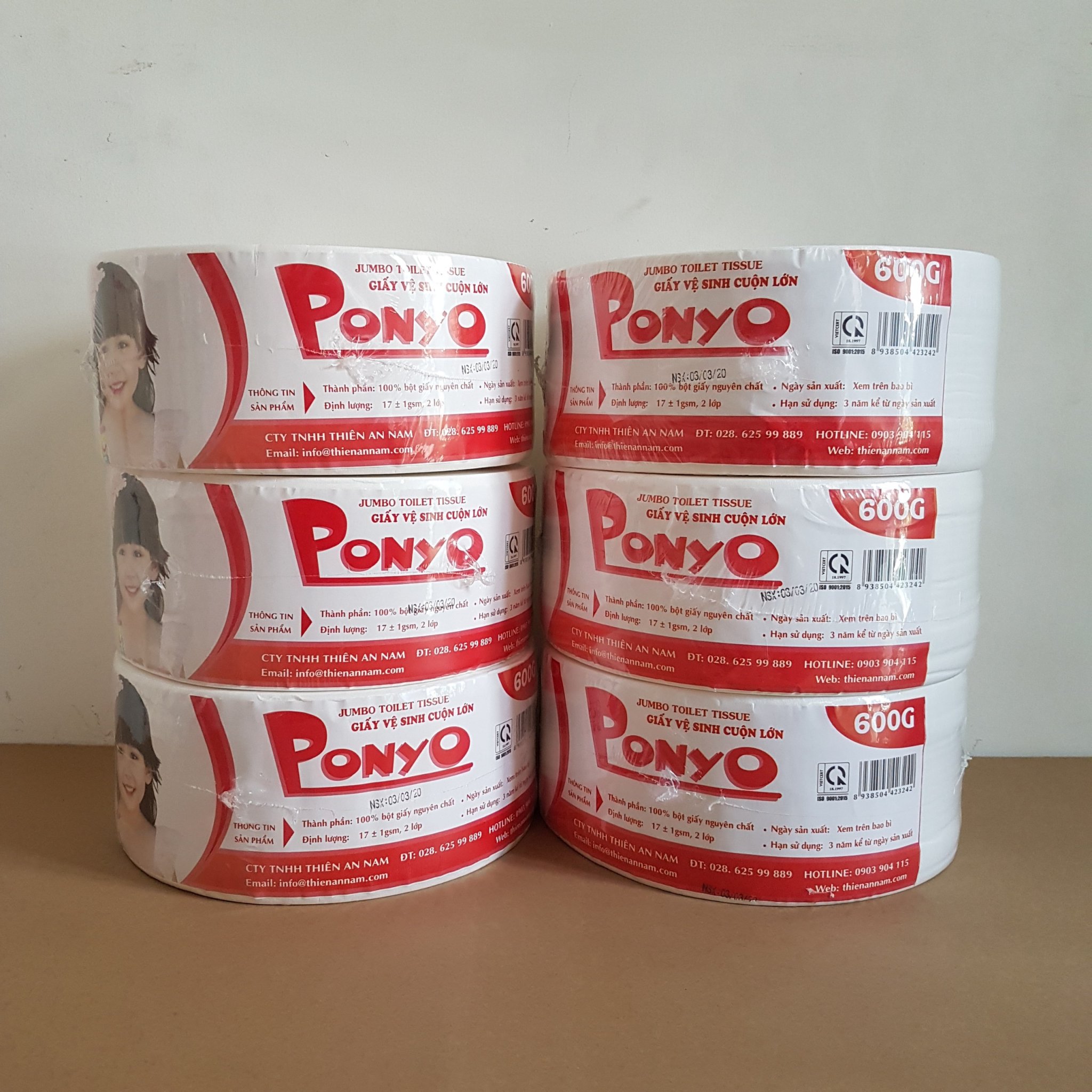 Combo (6 cuộn) giấy vệ sinh cuộn lớn 600g PONYO