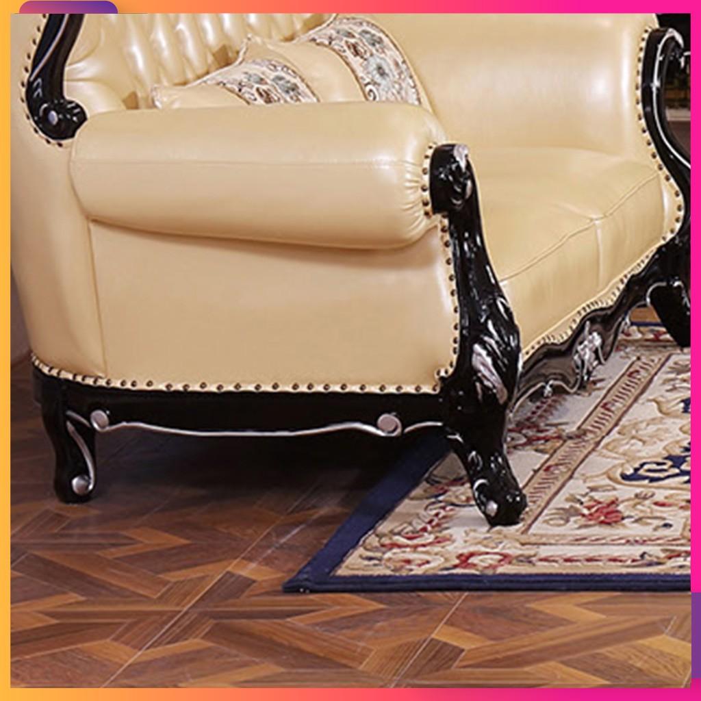 Sofa tân cổ điển hoàng gia cao cấp khung gỗ thịt phủ bóng bọc da bò Italy – sang trọng và đẳng cấp