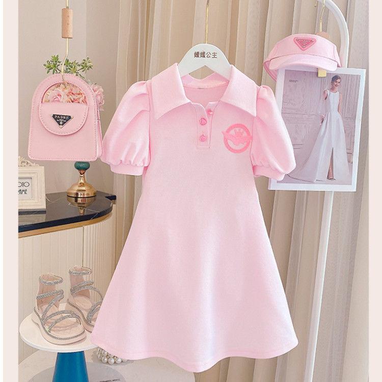 CHENGRUI Cô gái ăn mặc mùa hè Mid-Boy mùa hè phong cách phương Tây bé Hàn Quốc trường học phong cách giản dị ngắn tay váy