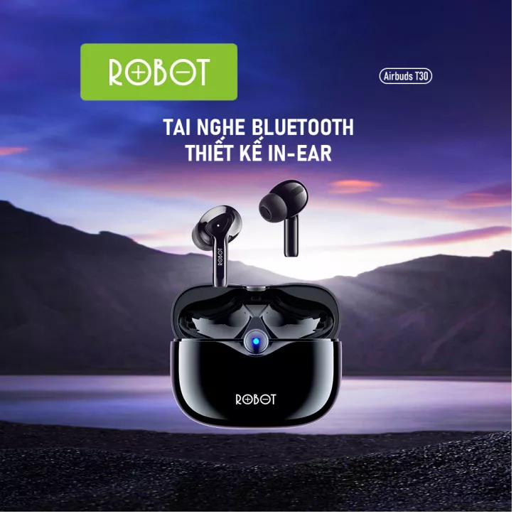 Tai Nghe Bluetooth ROBOT Airbuds T30 Thiết Kế In-Ear Chống Nước Cảm Ứng Thông Minh - Hàng Chính Hãng