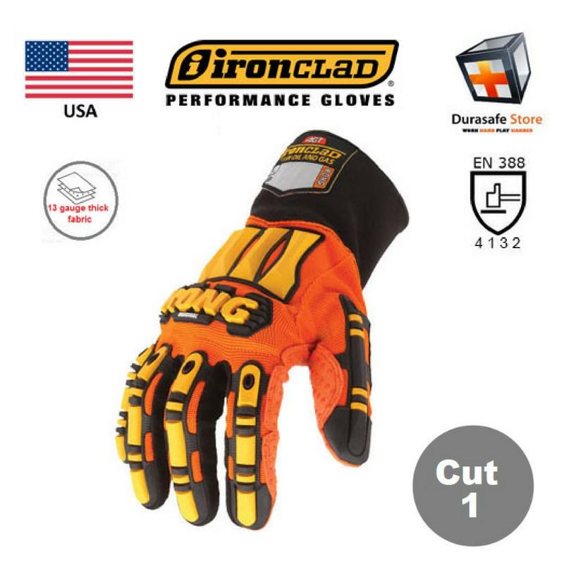 Găng tay cơ khí IRONCLAD Kong Original Impact &amp; Slip Resistant Mechanics Glove Orange, USA, Size S – 3XL