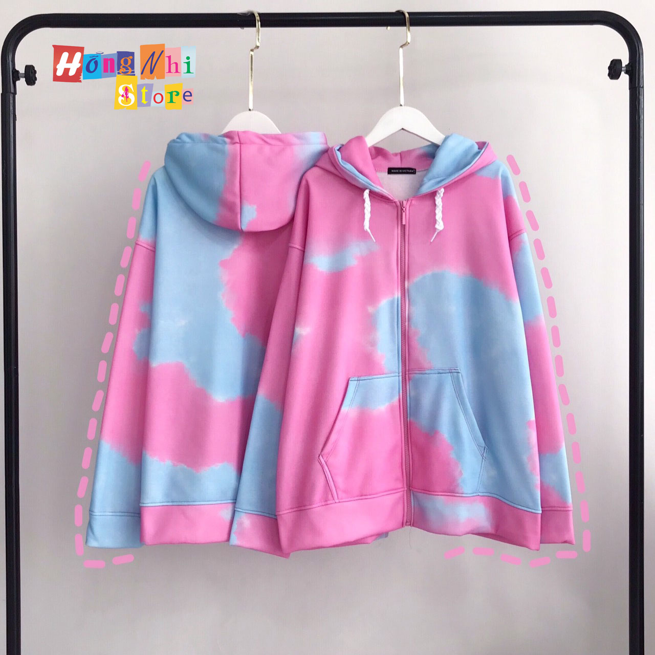 Áo Khoác Hoodie Zip 3D Oversize Ulzzang Unisex Loang Màu Dáng Rộng - MM