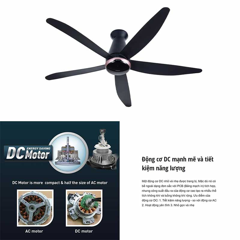 Quạt trần 5 cánh Panasonic F-60FEN, nanoeTM X ức chế 99.9% vi khuẩn, vi rút, khử 90% mùi khó chịu, giữ ẩm cho da và tóc - Hàng chính hãng