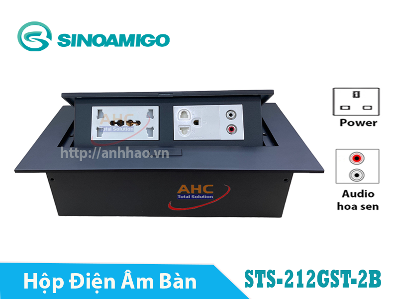 Hộp ổ cắm âm bàn đa năng Sinoamigo STS-212GST-2B màu đen. Module tùy chỉnh, tích hợp mạng, thoại,HDMI, USB, Audio - Hàng chính hãng Full thuế VAT, COCQ