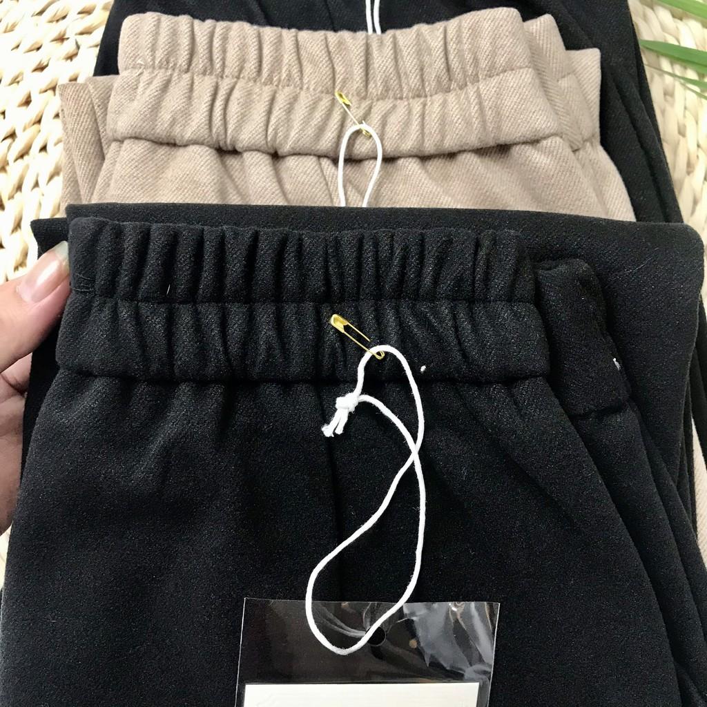 Quần baggy dạ Hàn cạp cúc chun sau siêu đẹp chất dạ hàn cao cấp dày dặn