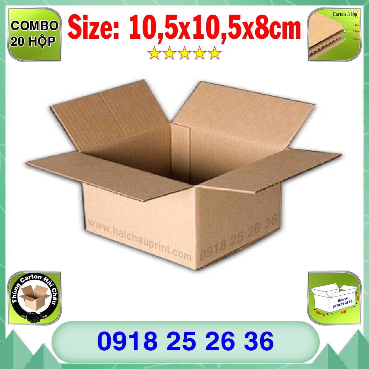 20 Hộp Carton, KT: 10,5x10,5x8cm, Hộp carton, Thùng carton, Hộp đóng hàng, Thùng đóng hàng, Hộp carton 3 lớp...