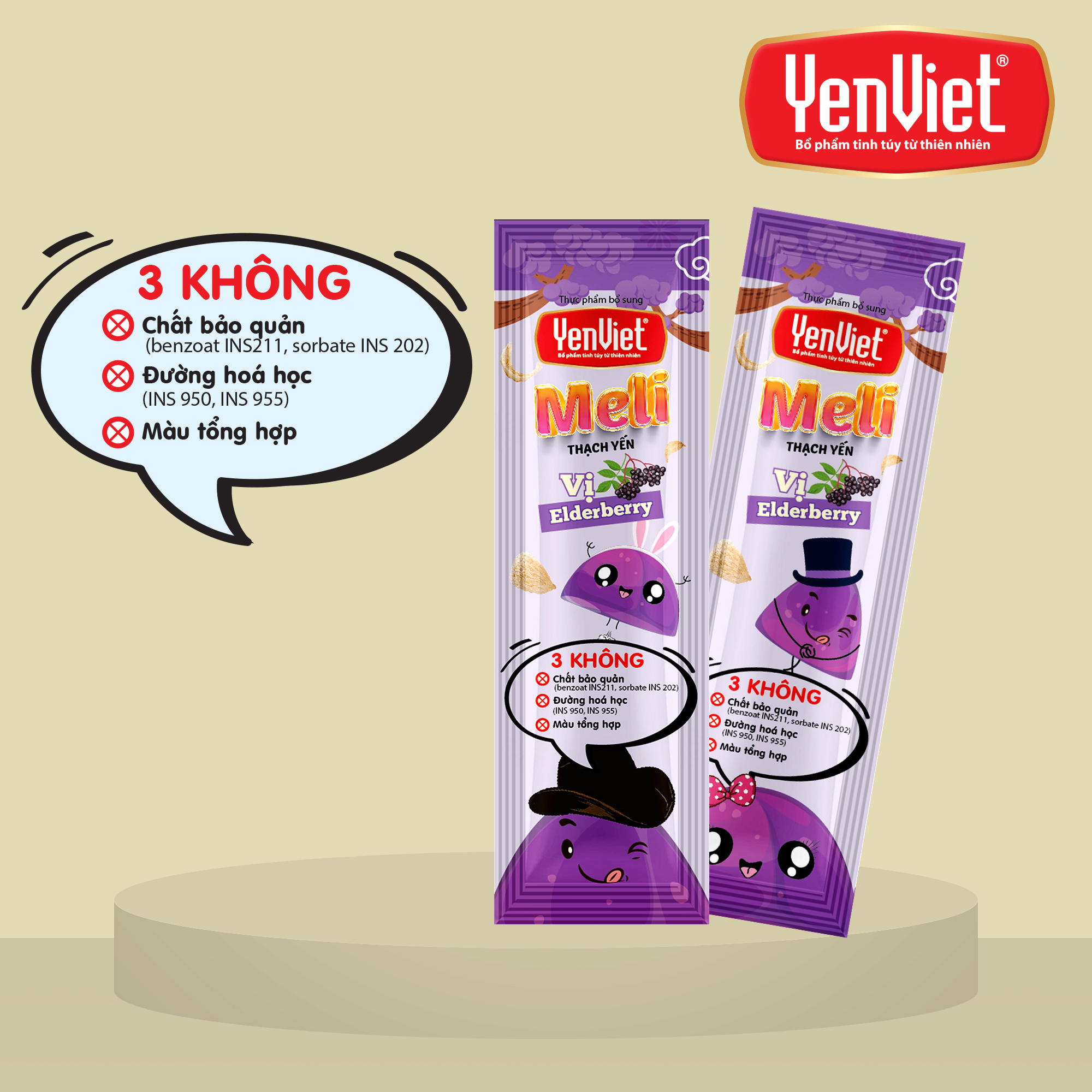 Yến Việt - Thạch Yến MeLi hộp mix 3 vị trái cây, , hộp 21 gói x 20g