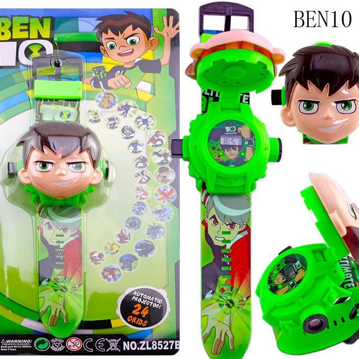 (KÈM PIN) Đồ chơi đồng hồ ben 10 chiếu 24 hình khác nhau, đồ chơi đồng hồ đeo tay chiếu hình Ben Ten