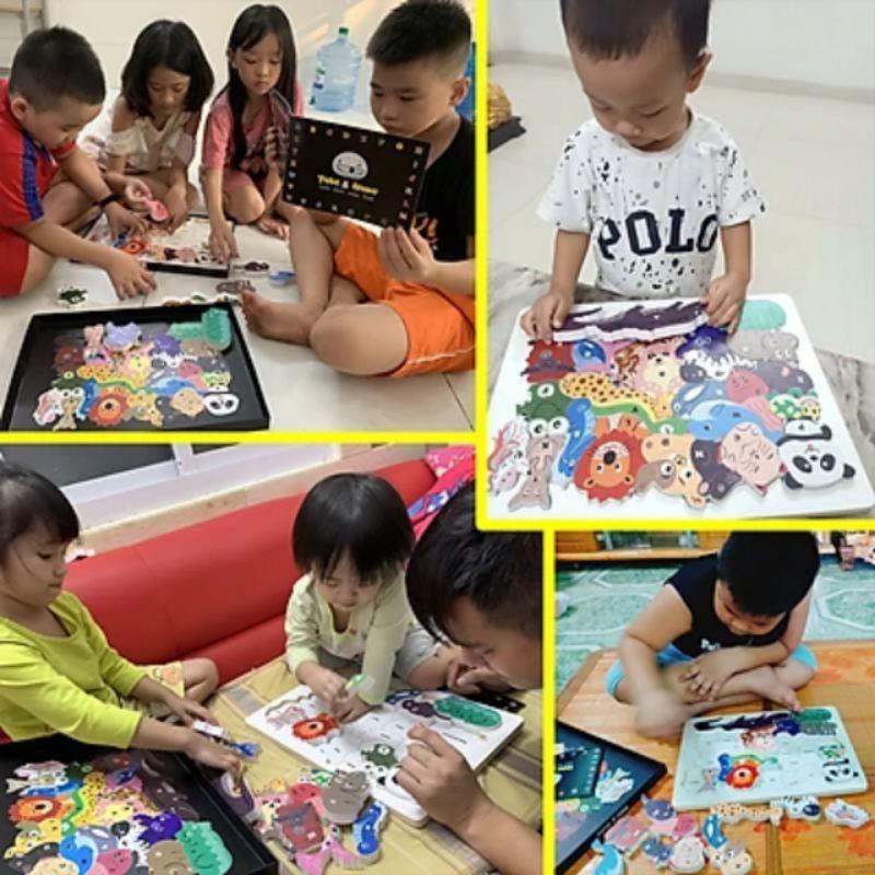 ĐỒ CHƠI GỖ CAO CẤP ANIMAL PUZZLE THEO BẢNG CHỮ CÁI TIẾNG ANH A-Z VÀ SỐ ĐẾM THỨ TỰ TỪ 1-26