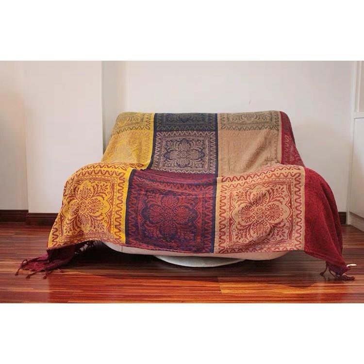 Thảm Thổ Cẩm Bohemian 190cm x 150cm MD30, khăn phủ sofa, chăn du lịch siêu mềm mịn kích thước 1m5x1m9
